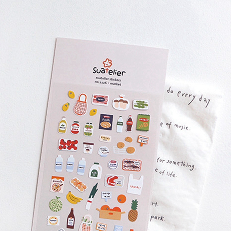 Junk Food Snacks - Suatelier No.1126「マーケット」ステッカー スクラップブッキング かわいい食品・ドリンク・スナックステッカー 韓国ジャンクジャーナル用品 ホビーDIYクラフト