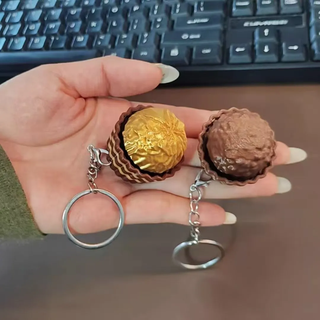 Food Grocery Snacks - ドバイチョコレートキーボードキーホルダーストレス解消フィジェットボタンアイスクリームキーキャップフィジェットクリッカーキーホルダー減圧おもちゃギフト