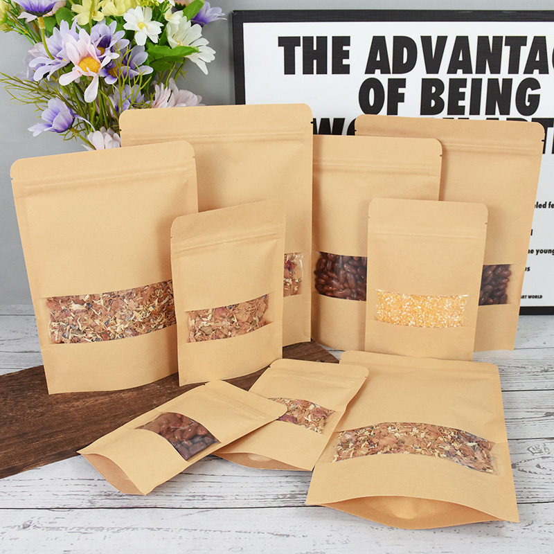 20/50 個クラフト紙ジップロックバッグ窓食品スナック茶自 - Food Snacks Gifts のレビューと価格