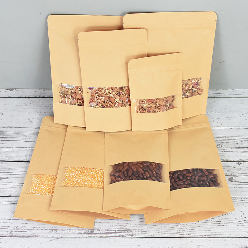 20/50 個クラフト紙ジップロックバッグ窓食品スナック茶自 - Food Snacks Gifts のレビューと価格
