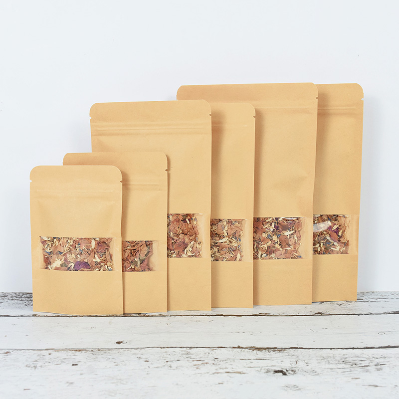 20/50 個クラフト紙ジップロックバッグ窓食品スナック茶自 - Food Snacks Gifts のレビューと価格