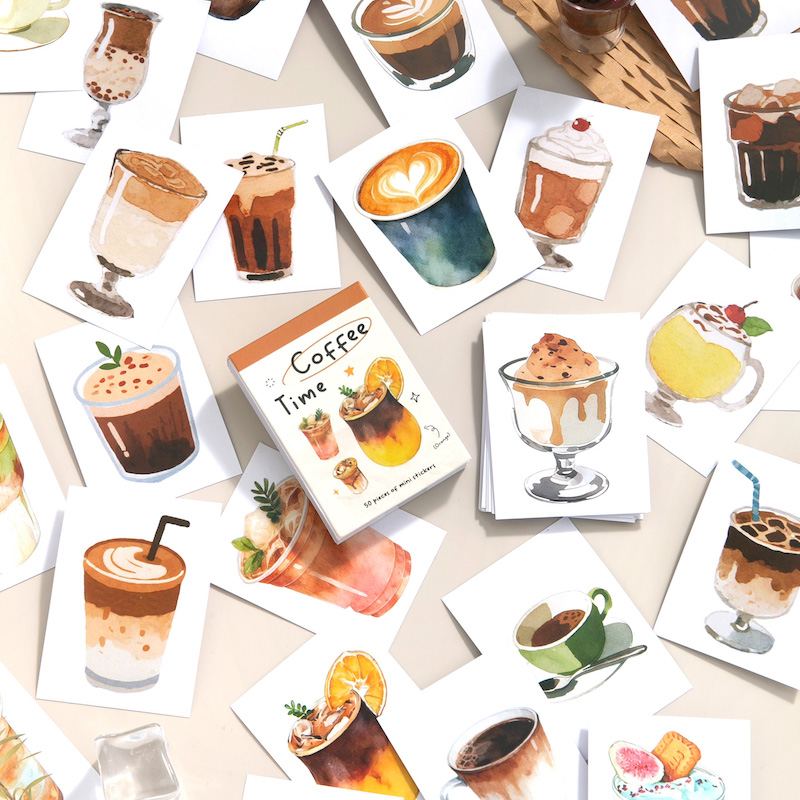 ポケットサイズのステッカーブック、コーヒー、ケーキ、スナック - Junk Food Snacks のレビューと価格